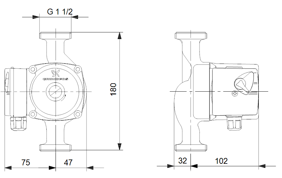 Габариты насоса Grundfos