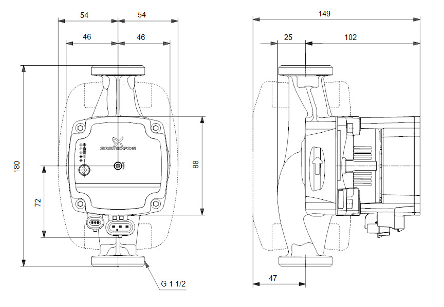 Габаритные размеры насоса grundfos alpha l1 25-40-180